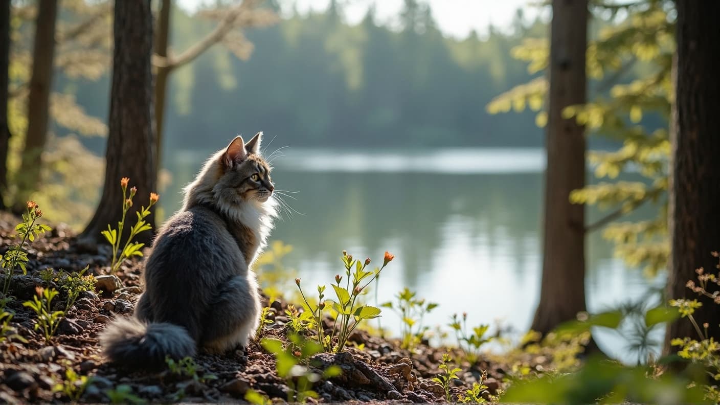 Sunset over northern Minnesota woods